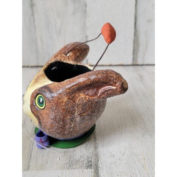 Dept 56 23867 Paper Mache bunny basket mini Easter figure - Picture 4 of 7